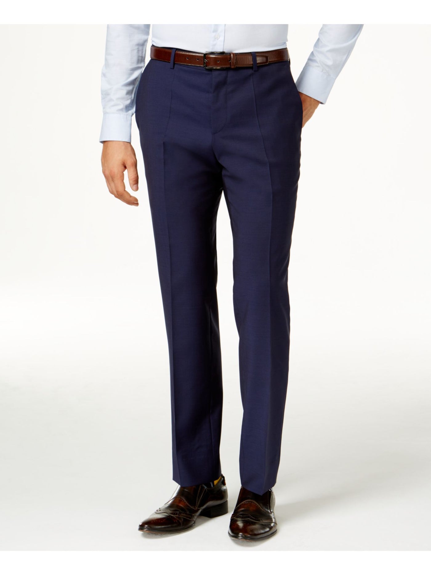 HUGO Mens Blue Slim Fit Wool Blend Pants 30R