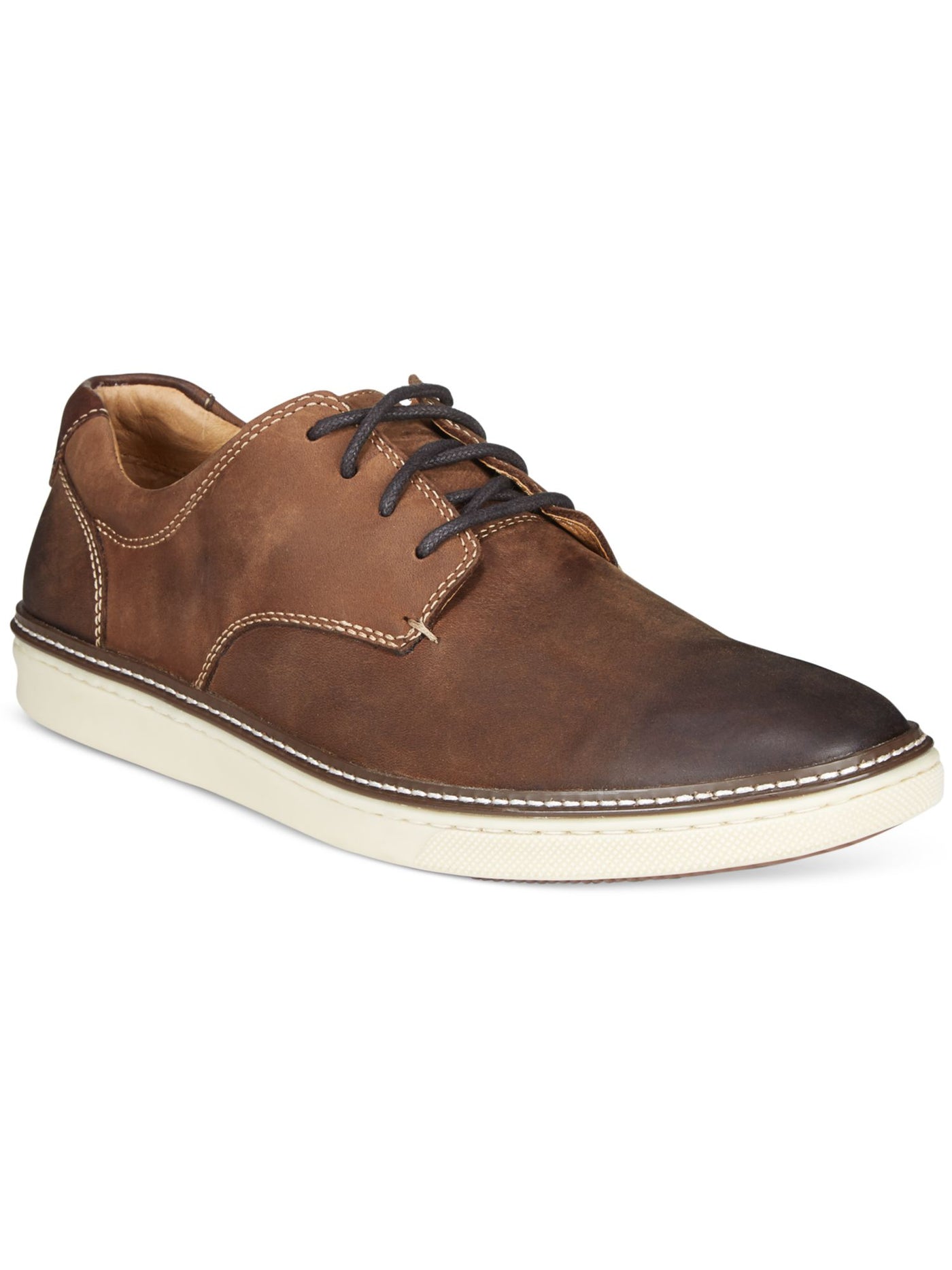 JOHNSTON & MURPHY Mens Brown Burnished Padded Mcguffey Round Toe Platform Lace-Up Leather Dress Sneakers Shoes 10 M