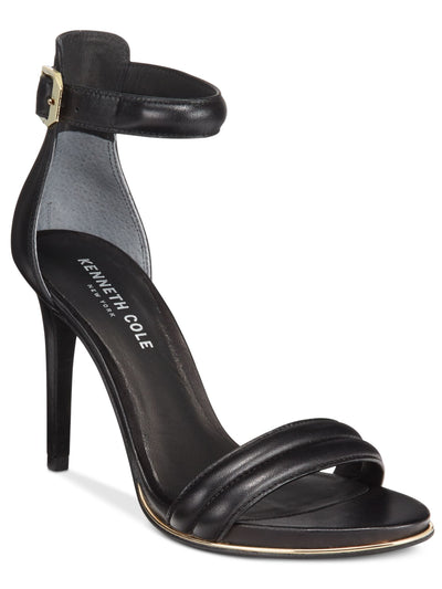 KENNETH COLE NEW YORK Womens Black Strappy Ankle Strap Adjustable Strap Brooke Almond Toe Stiletto Buckle Leather Dress Sandals Shoes 8 M