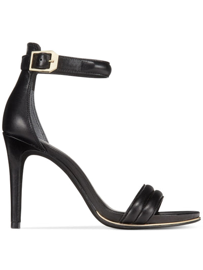 KENNETH COLE NEW YORK Womens Black Strappy Ankle Strap Adjustable Strap Brooke Almond Toe Stiletto Buckle Leather Dress Sandals Shoes 8 M