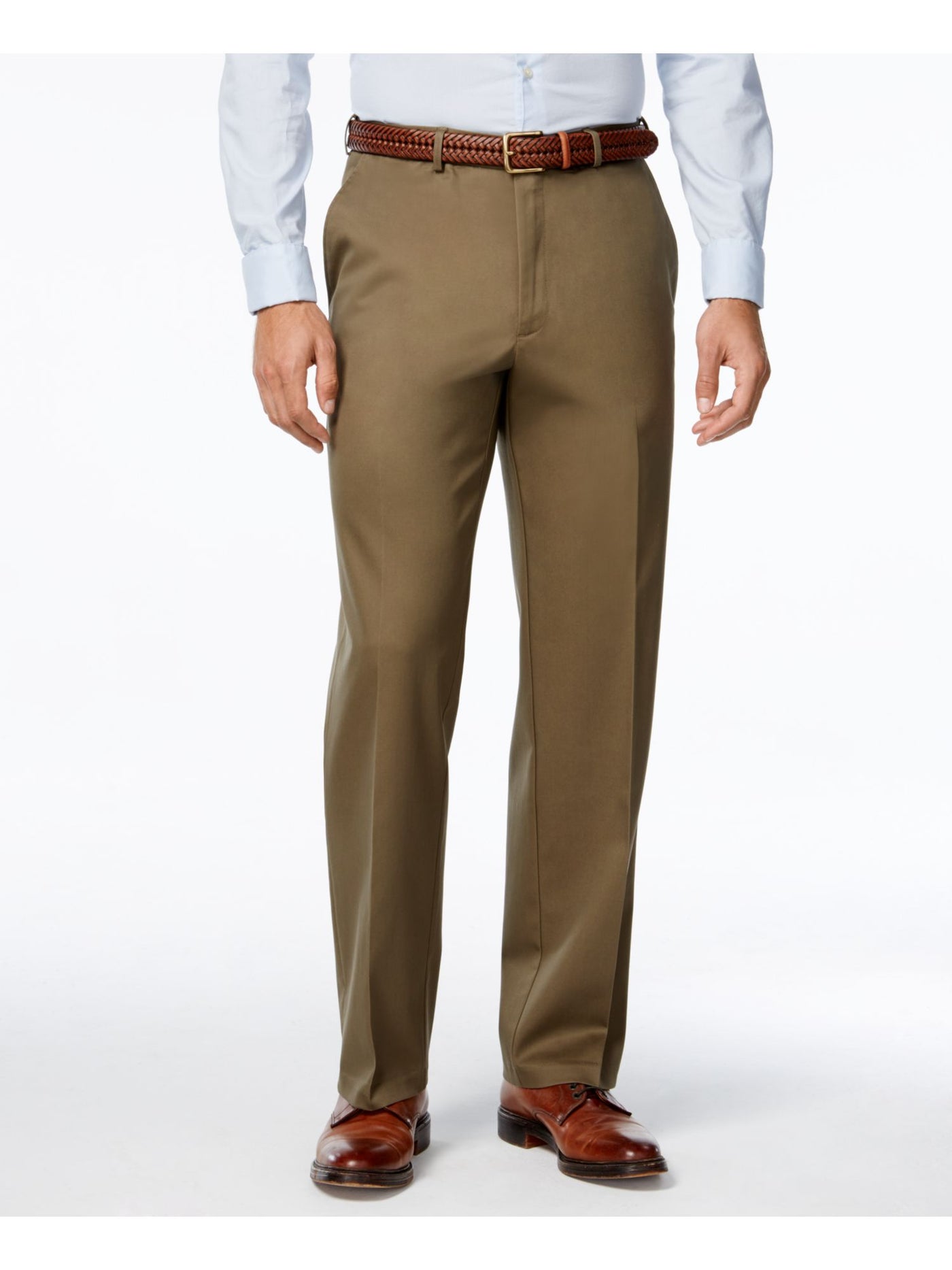 HAGGAR Mens Beige Flat Front, Classic Fit Pants 38W