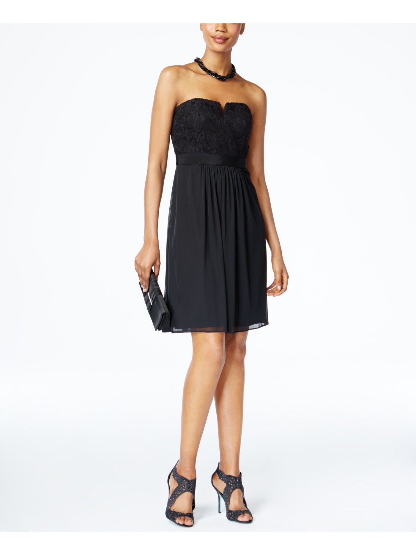 ADRIANNA PAPELL Womens Black Beaded Ruched Sleeveless Sweetheart Neckline Knee Length Prom Sheath Dress 12