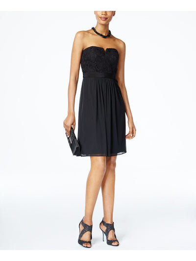 ADRIANNA PAPELL Womens Black Beaded Ruched Sleeveless Sweetheart Neckline Knee Length Prom Sheath Dress 12