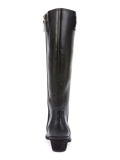 DR SCHOLLS Womens Black Strap Detail Buckle Accent Brilliance Almond Toe Block Heel Zip-Up Riding Boot 9 M