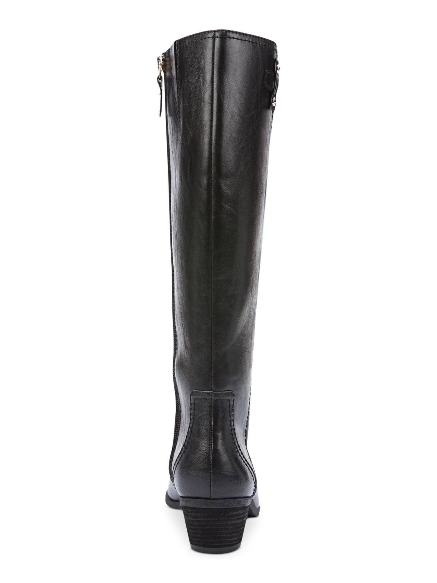 DR SCHOLLS Womens Black Strap Detail Buckle Accent Brilliance Almond Toe Block Heel Zip-Up Riding Boot 9.5 M