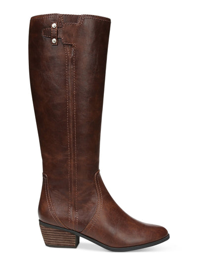DR SCHOLLS Womens Brown Goring Buckle Accent Comfort Brilliance Almond Toe Block Heel Zip-Up Riding Boot 6 M