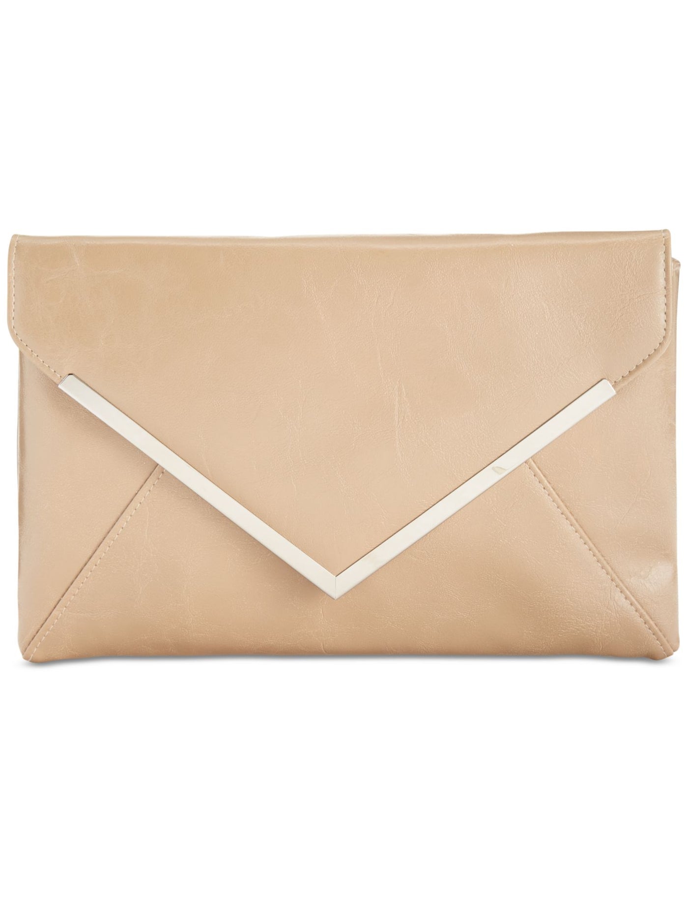 INC Women's Beige Faux Leather Chain Strap Clutch Handbag Purse