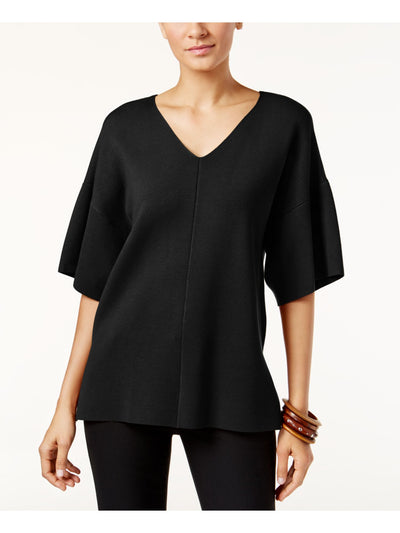 ALFANI Womens Black Kimono Sleeve V Neck Hi-Lo Sweater S