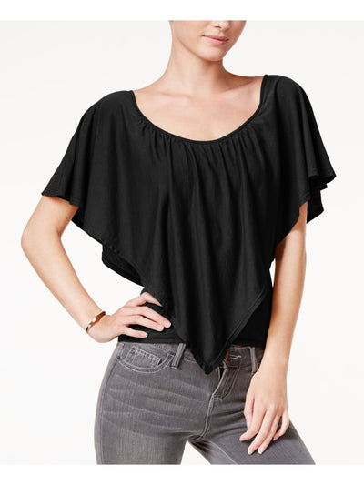 CHELSEA SKY Womens Black Dolman Sleeve Scoop Neck Peasant Top Size: XS