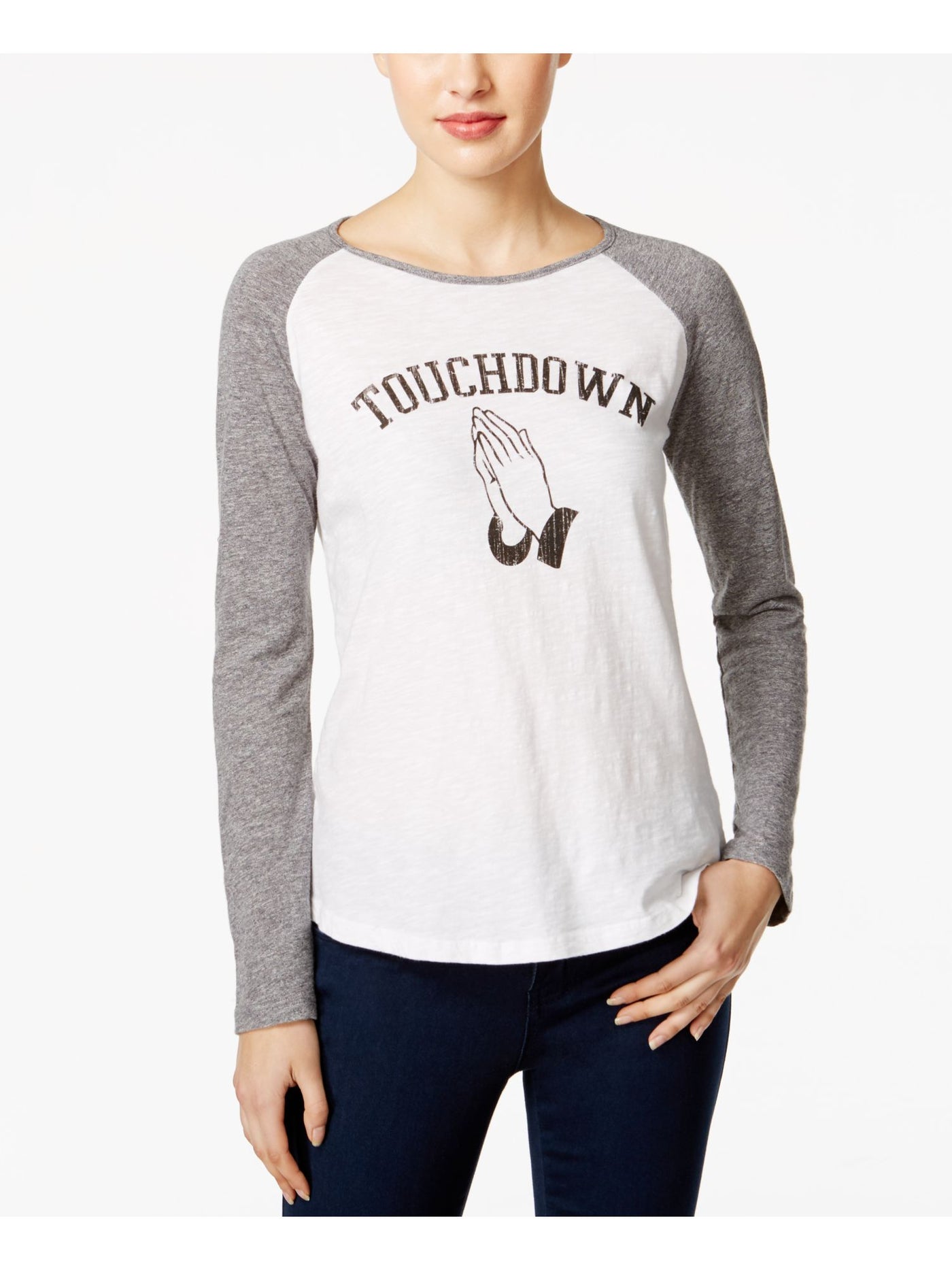 THE ORIGINAL RETRO BRAND Womens Gray Printed Long Sleeve Everyday Top Size: L