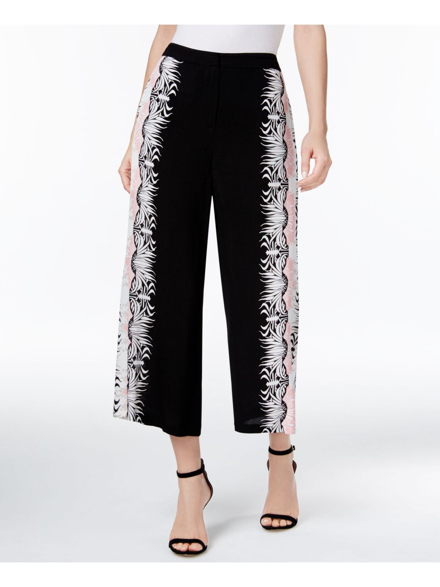 YYIGAL Womens Black Printed Wide Leg Pants 6