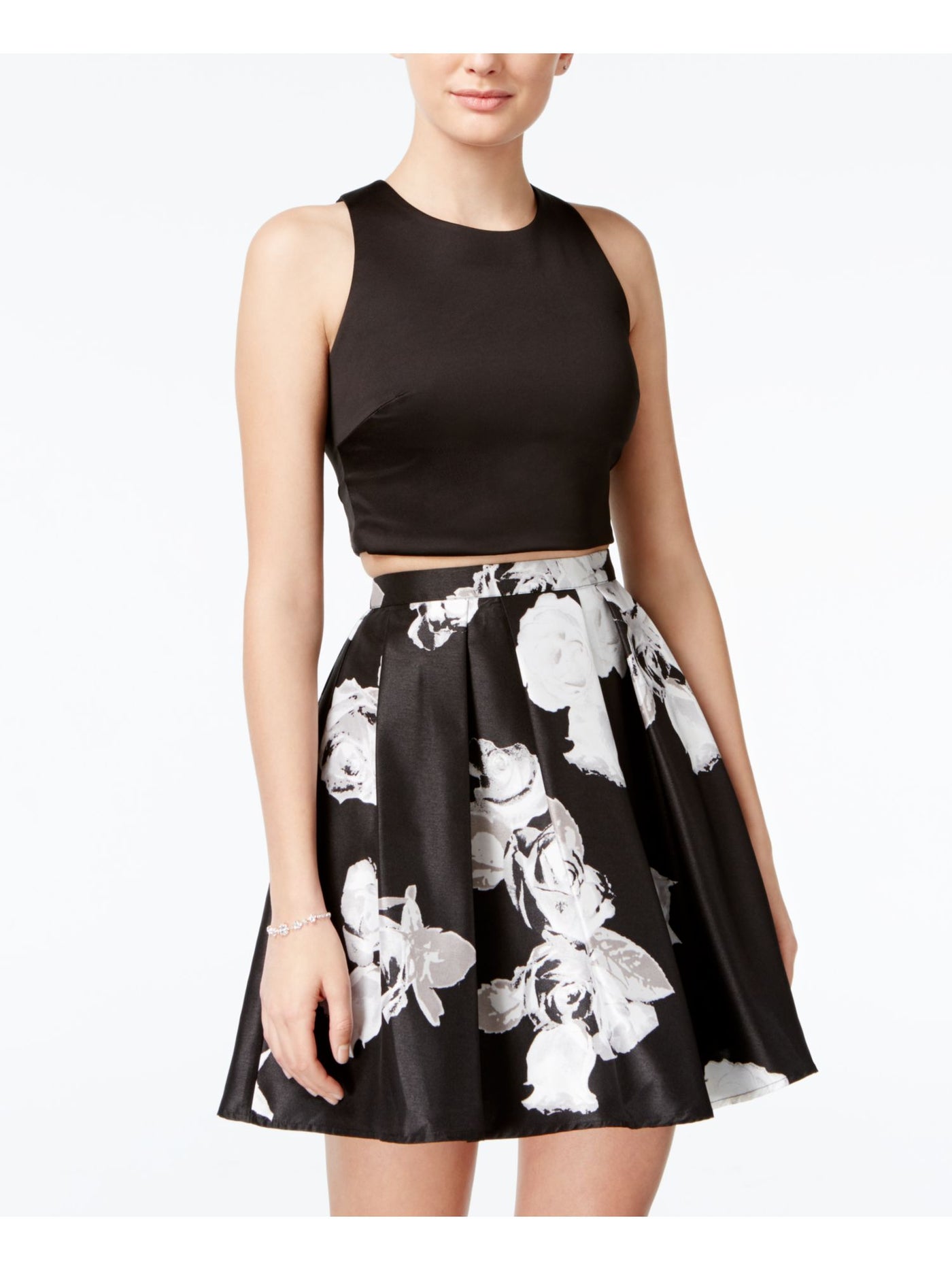 SEQUIN HEARTS Womens Black Sleeveless Crop Top Formal Top Size: 15
