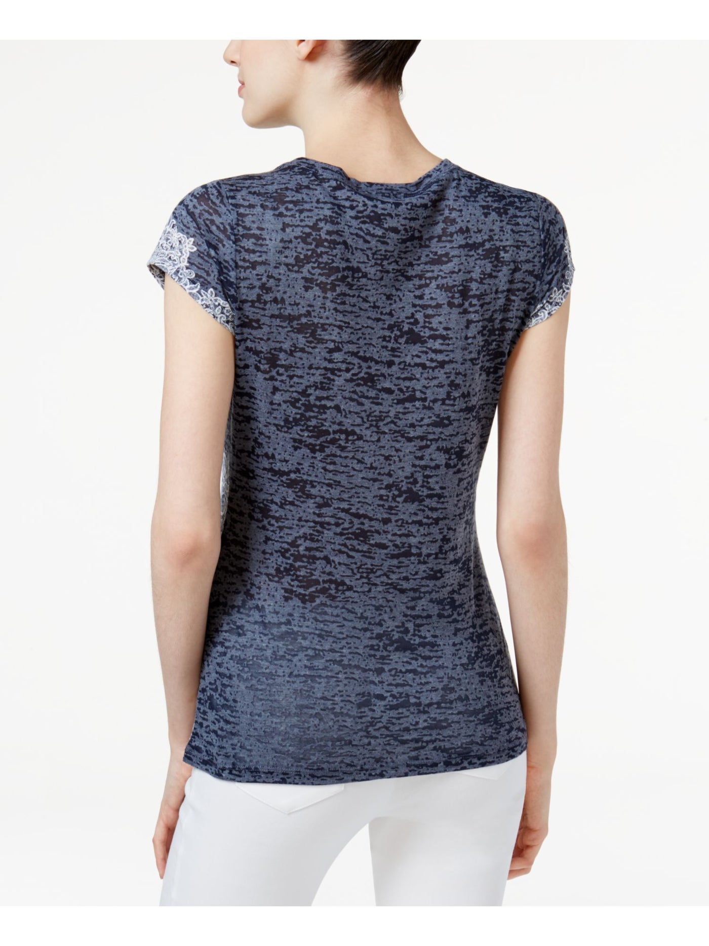 INC Womens Crew Neck Flutter Sleeve Top