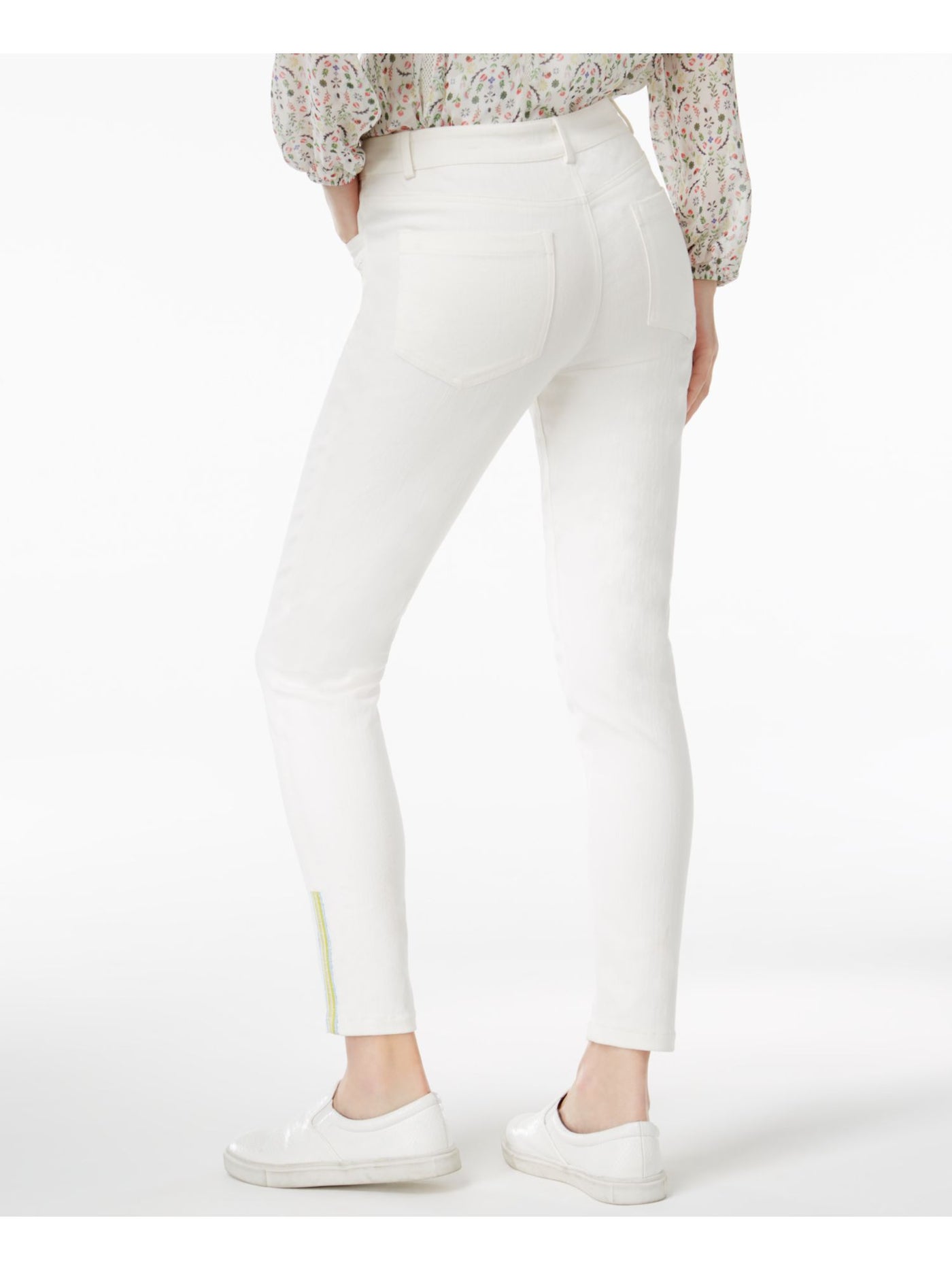 CYNTHIA ROWLEY Womens White Embroidered Pants 8