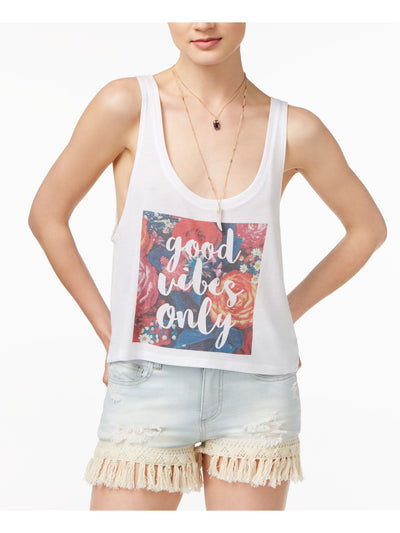 KID-DANGEROUS Womens White Good Vibes Only Sleeveless Crop Top Size: M