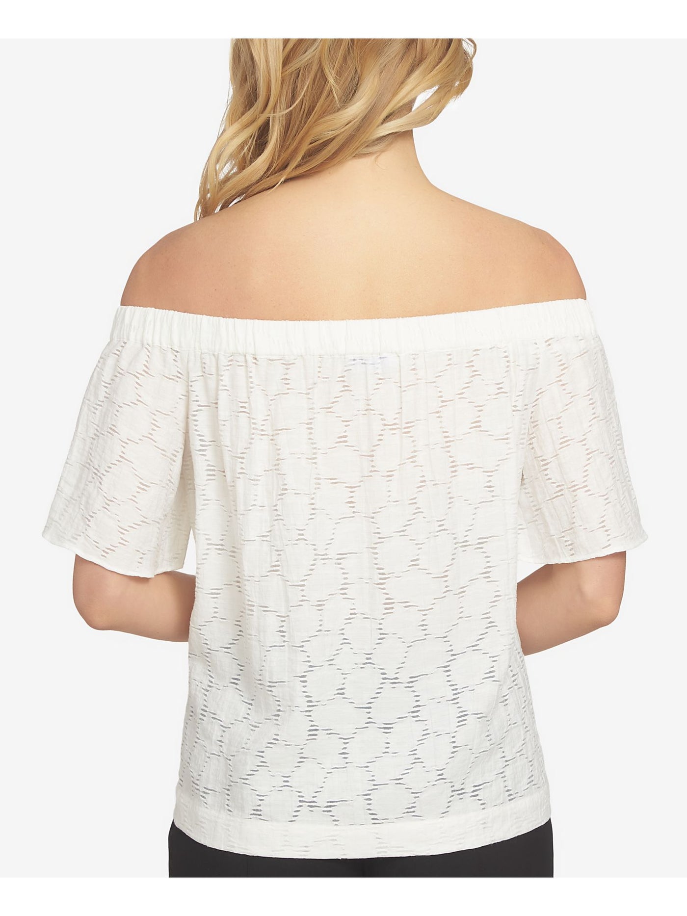 1. STATE Womens White Short Sleeve Off Shoulder Top XS