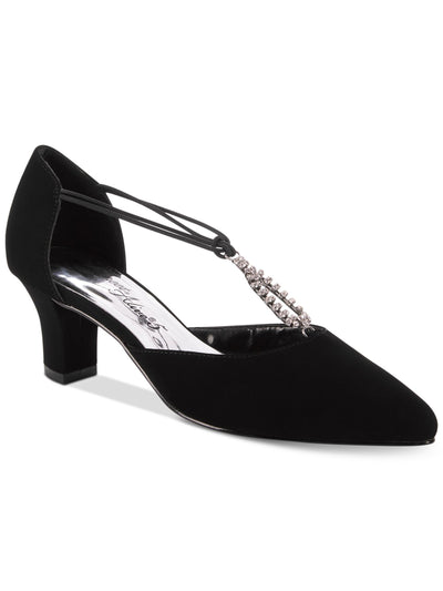 EASY STREET ALIVE AT 5 Womens Black Rhinestone Strappy Moonlight Pointed Toe Sculpted Heel Slip On Dress Sandals Shoes 9 M