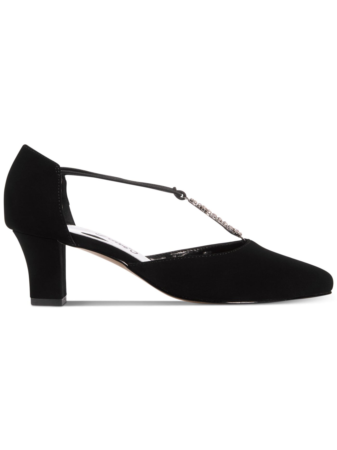 EASY STREET ALIVE AT 5 Womens Black Rhinestone Strappy Moonlight Pointed Toe Sculpted Heel Slip On Dress Sandals Shoes 9 M
