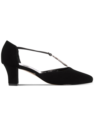 EASY STREET ALIVE AT 5 Womens Black Rhinestone Strappy Moonlight Pointed Toe Sculpted Heel Slip On Dress Sandals Shoes 9 M