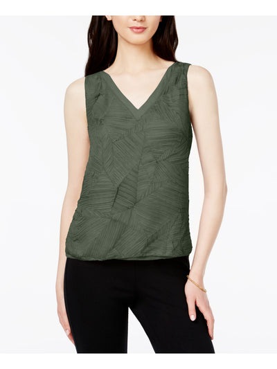 BAR III Womens Green Pleated Sleeveless V Neck Top Size: XXS