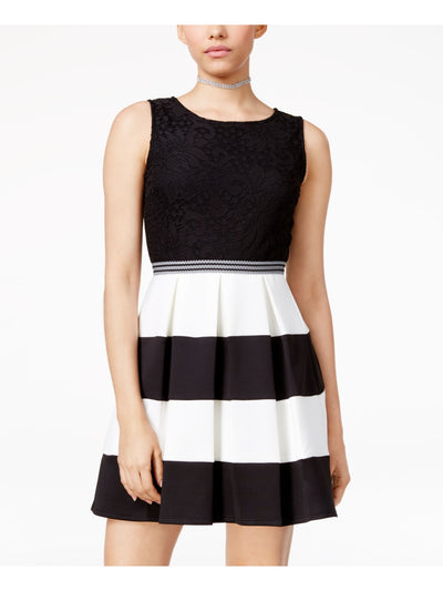 SPEECHLESS Womens Black Lace Color Block Sleeveless Short Party Fit + Flare Dress XXS