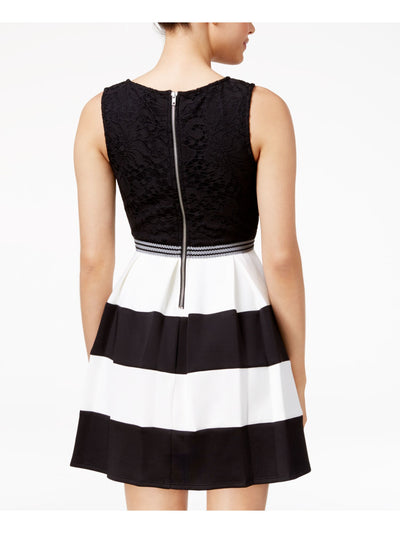 SPEECHLESS Womens Black Lace Color Block Sleeveless Short Party Fit + Flare Dress XXS