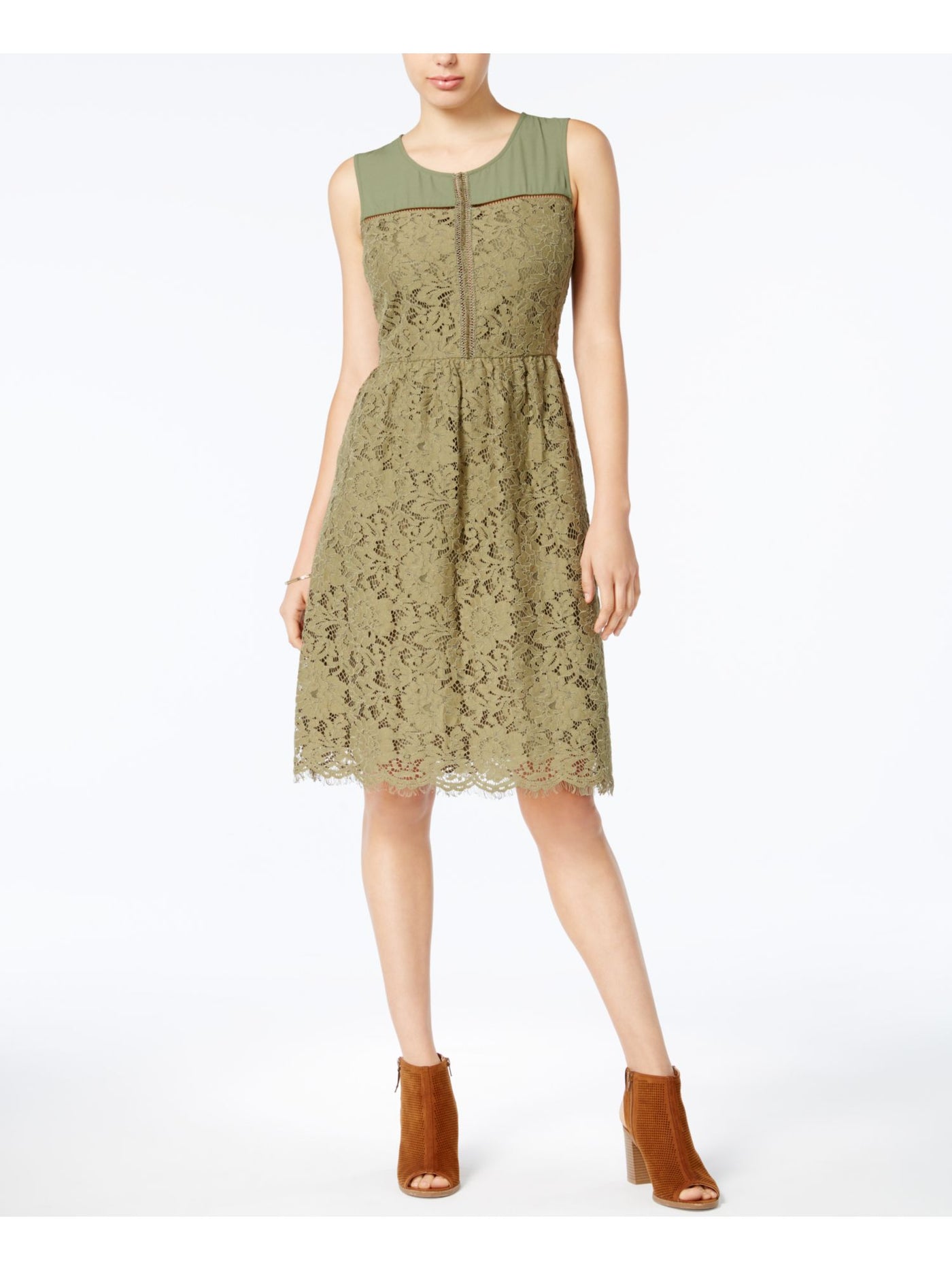 MAISON JULES Womens Green Floral Sleeveless Above The Knee Sheath Dress Size: 8