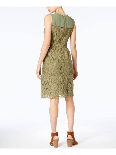 MAISON JULES Womens Green Floral Sleeveless Above The Knee Sheath Dress Size: 8