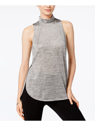 BAR III Womens Silver Slitted Heather Sleeveless Turtle Neck Top Size: S