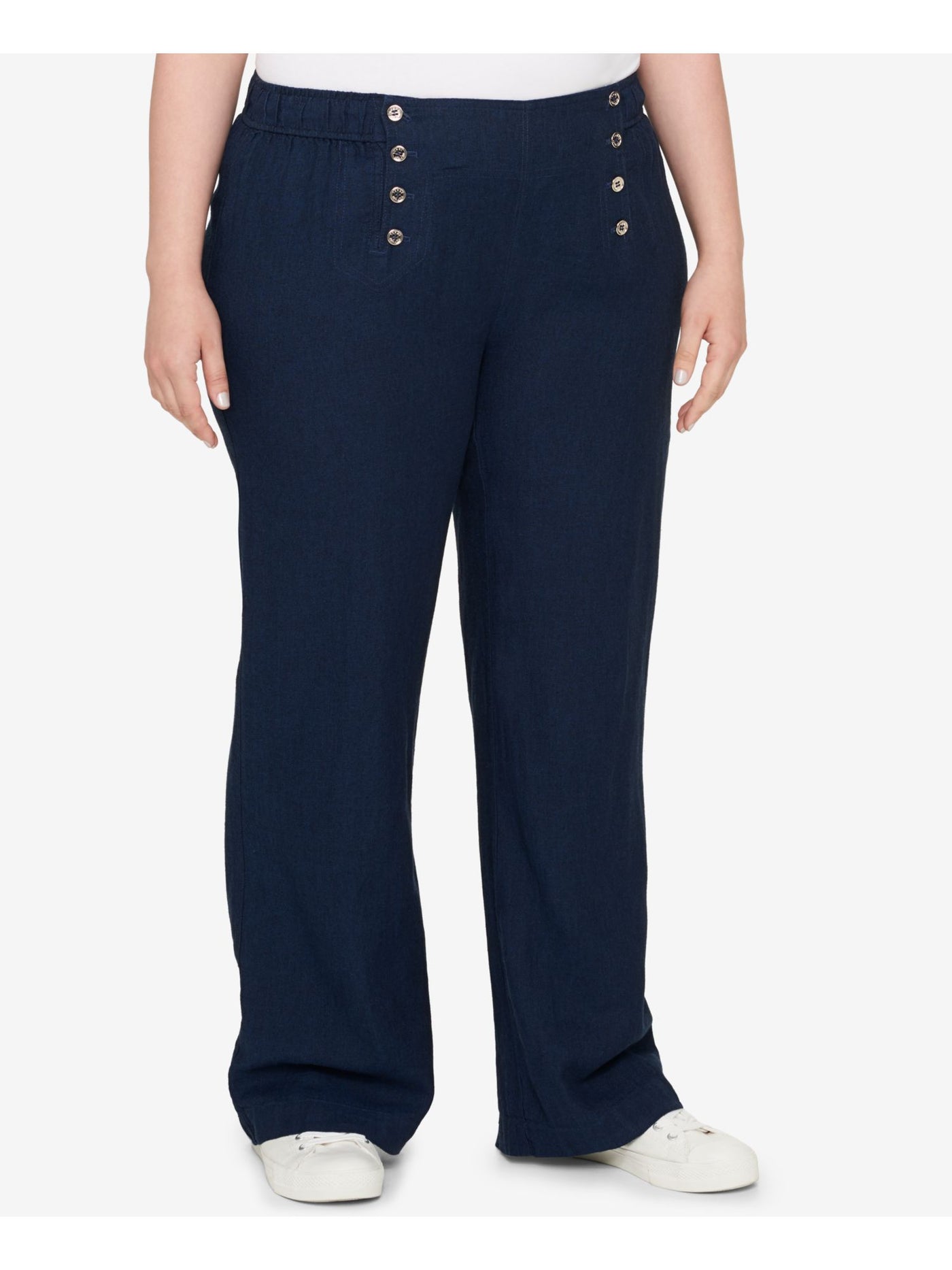 TOMMY HILFIGER Womens Navy Embellished Pants 18W Plus