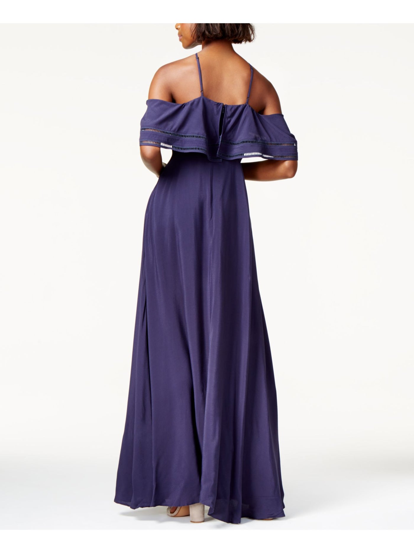 MARE MARE Womens Navy Draped Cold Shoulder Halter Full-Length Evening Empire Waist Dress XS
