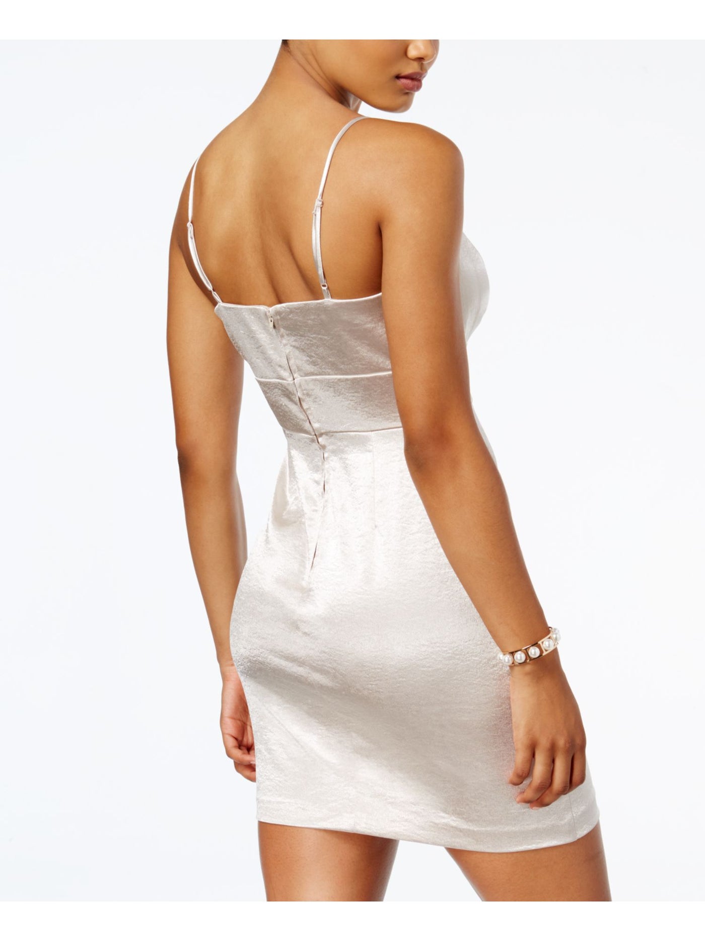 TEEZE ME Womens Beige Short Faux Wrap Cocktail Dress 13\14