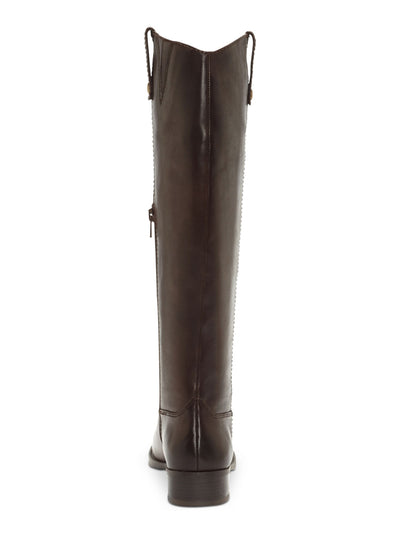 INC Womens Brown Goring Fawne Round Toe Block Heel Zip-Up Leather Riding Boot 7.5 M