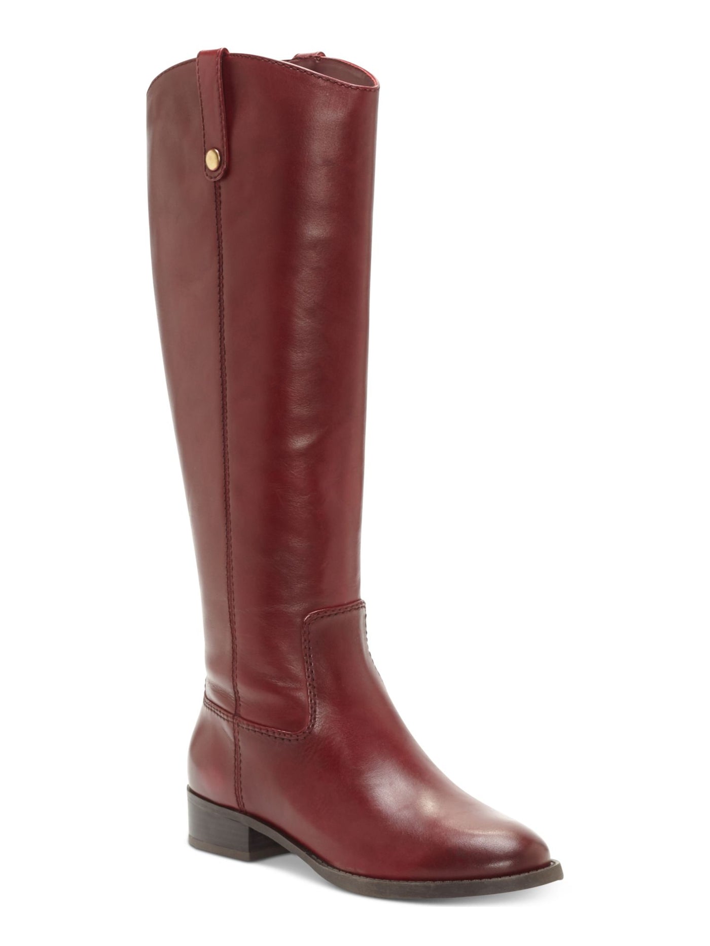 INC Womens Red Elastic Goring Pull Tab At Sides Cushioned Studded Fawne Round Toe Block Heel Zip-Up Leather Riding Boot 6.5 M