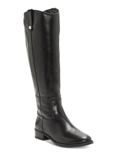 INC Womens Black Fawne Round Toe Stacked Heel Zip-Up Leather Riding Boot 8.5 W WC