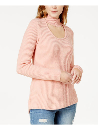 KENSIE Womens Pink Cut Out Turtle Neck Long Sleeve Sweater M