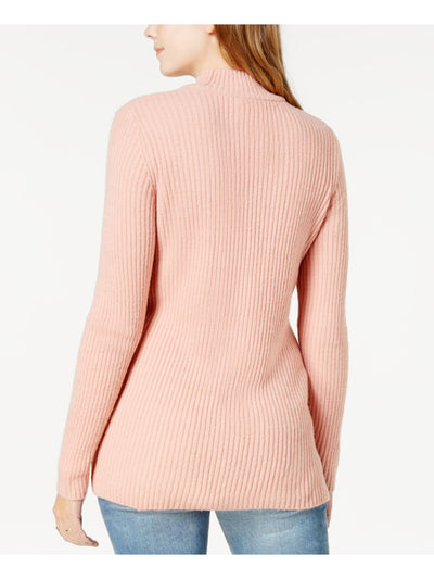 KENSIE Womens Pink Cut Out Turtle Neck Long Sleeve Sweater M