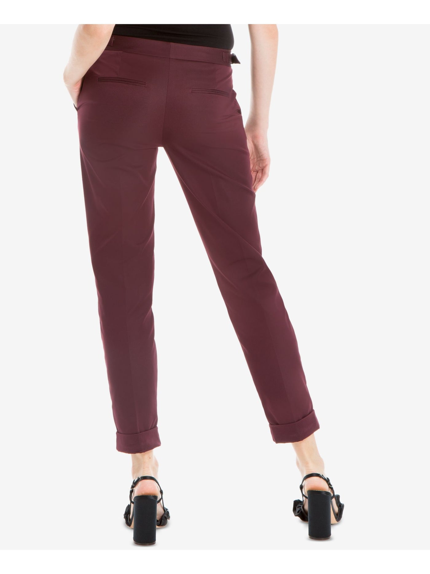 MAX STUDIO Womens Burgundy Pleated Pocketed Wear To Work Cropped Pants 8