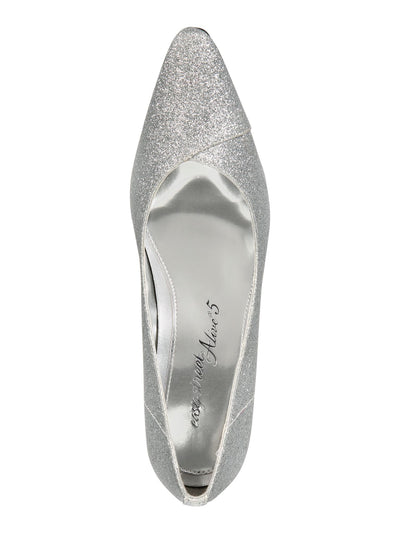 EASY STREET ALIVE AT 5 Womens Silver Cushioned Chiffon Pointed Toe Kitten Heel Slip On Dress Pumps Shoes 9.5 M