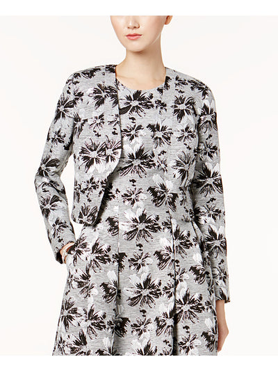 NINE WEST Womens Silver Floral Jacquard Blazer Jacket 8