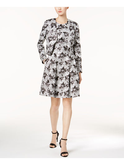 NINE WEST Womens Silver Floral Jacquard Blazer Jacket 8