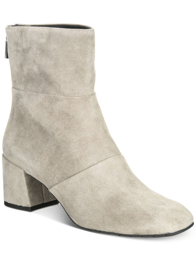 KENNETH COLE Womens Gray Comfort Eryc Square Toe Block Heel Zip-Up Leather Dress Booties 9