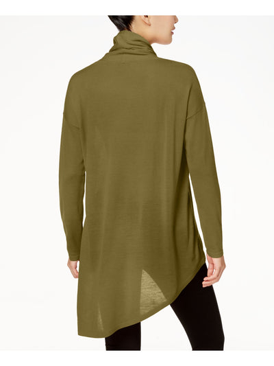 EILEEN FISHER Womens Green Long Sleeve Cowl Neck Hi-Lo Top XS