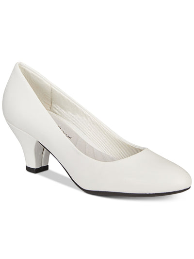 EASY STREET Womens White Cushioned Fabulous Round Toe Block Heel Slip On Pumps Shoes 10 M