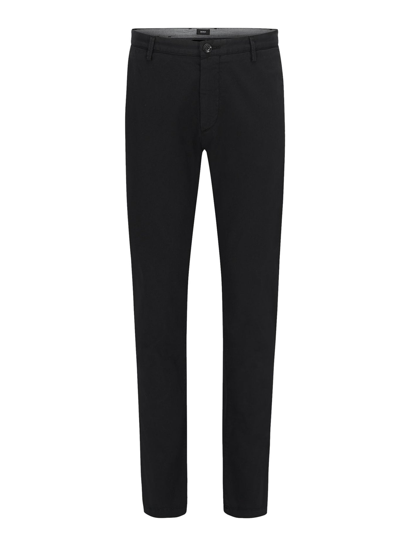 BOSS Mens Hugo Black Label Black Flat Front, Tapered, Stretch Chino Pants 28