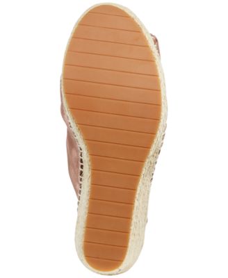 KENNETH COLE Womens Pink 1" Platform Frayed Stretch Gore Ruched Odele Round Toe Wedge Slip On Espadrille Shoes 6.5 M