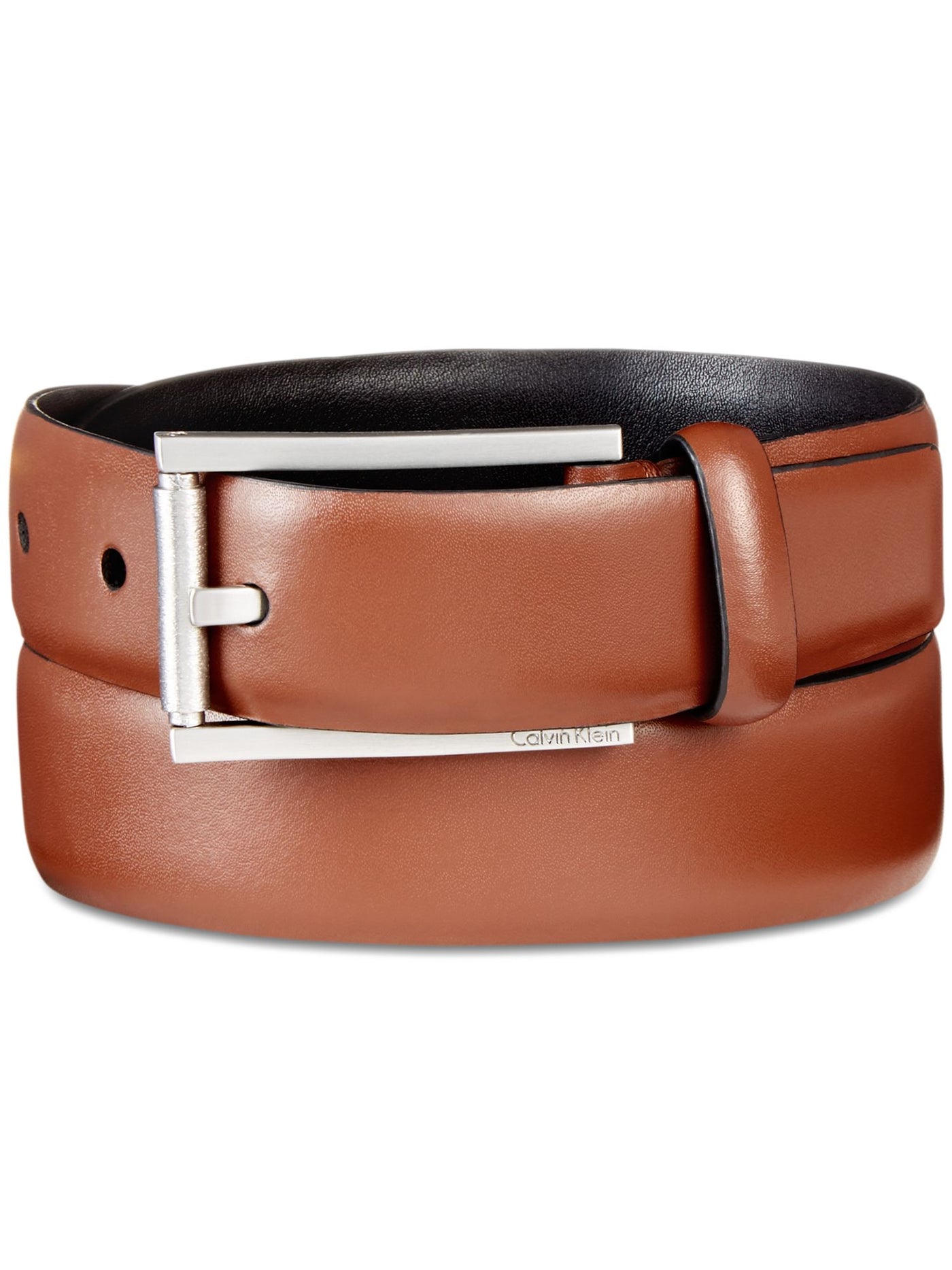 CALVIN KLEIN Mens Brown Roller Buckle Leather Dress Belt 40