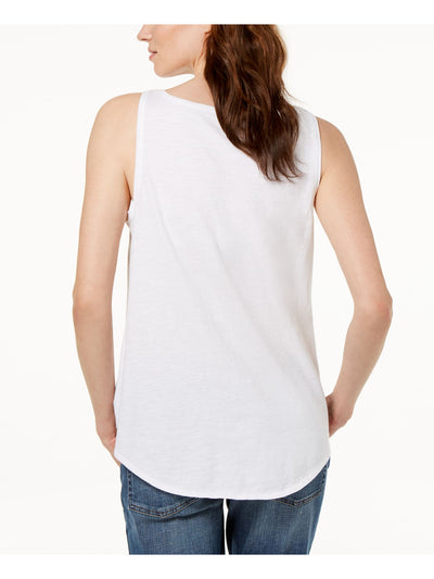 EILEEN FISHER Womens White Sleeveless Scoop Neck Top XS\TP