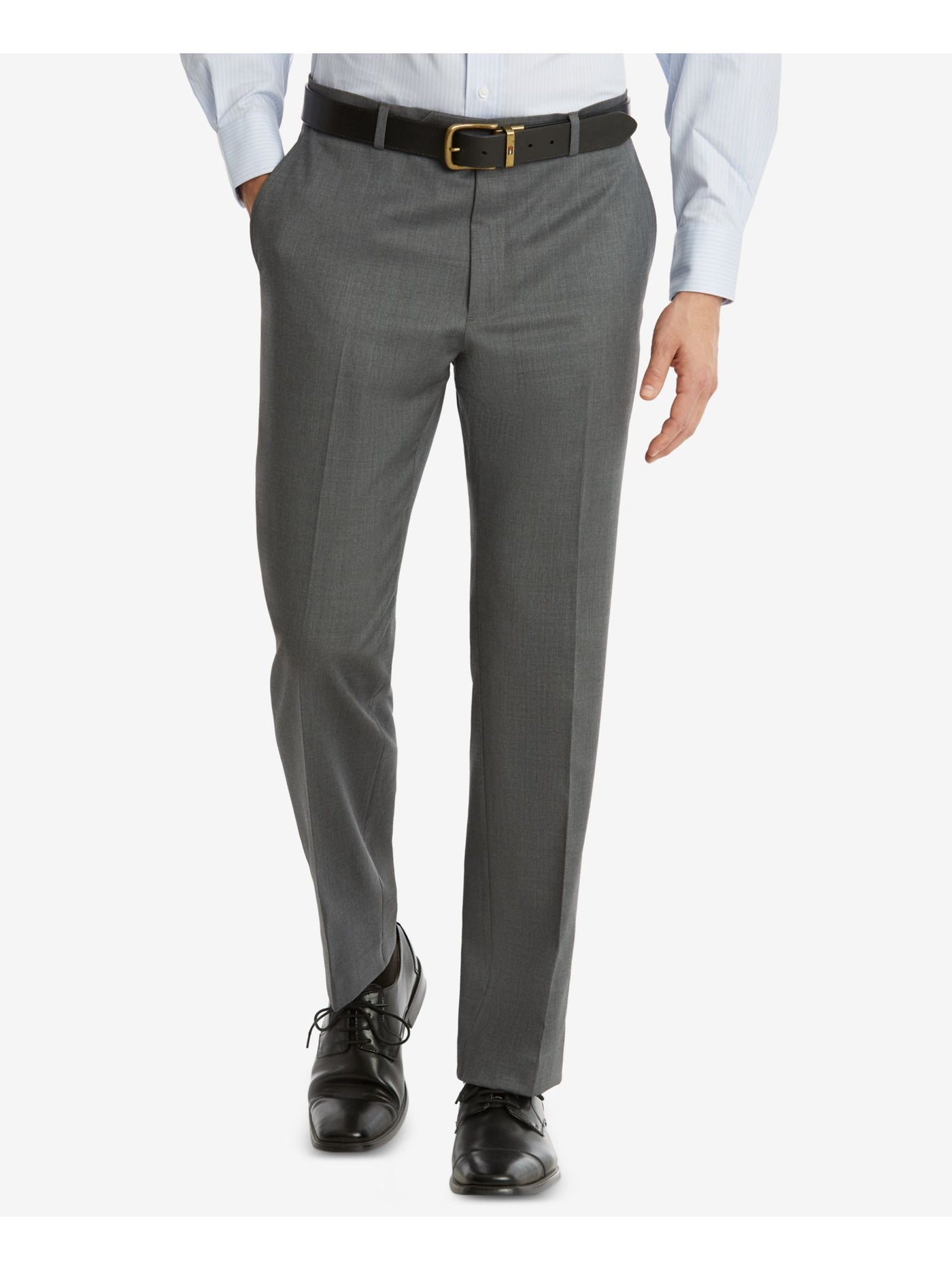 TOMMY HILFIGER Mens Tyler Gray Flat Front, Tapered, Slim Fit Suit Separate Pants W34/ L32