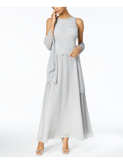 JKARA Womens Gray Sleeveless Maxi Formal Dress 6